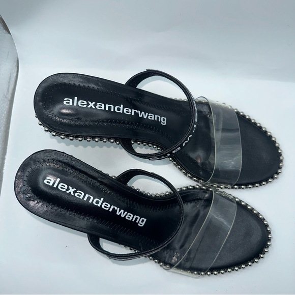 Alexander Wang Shoes Women’s US 9N Nova PVC Strap Stud Slingback Clear Heels - Picture 12 of 13